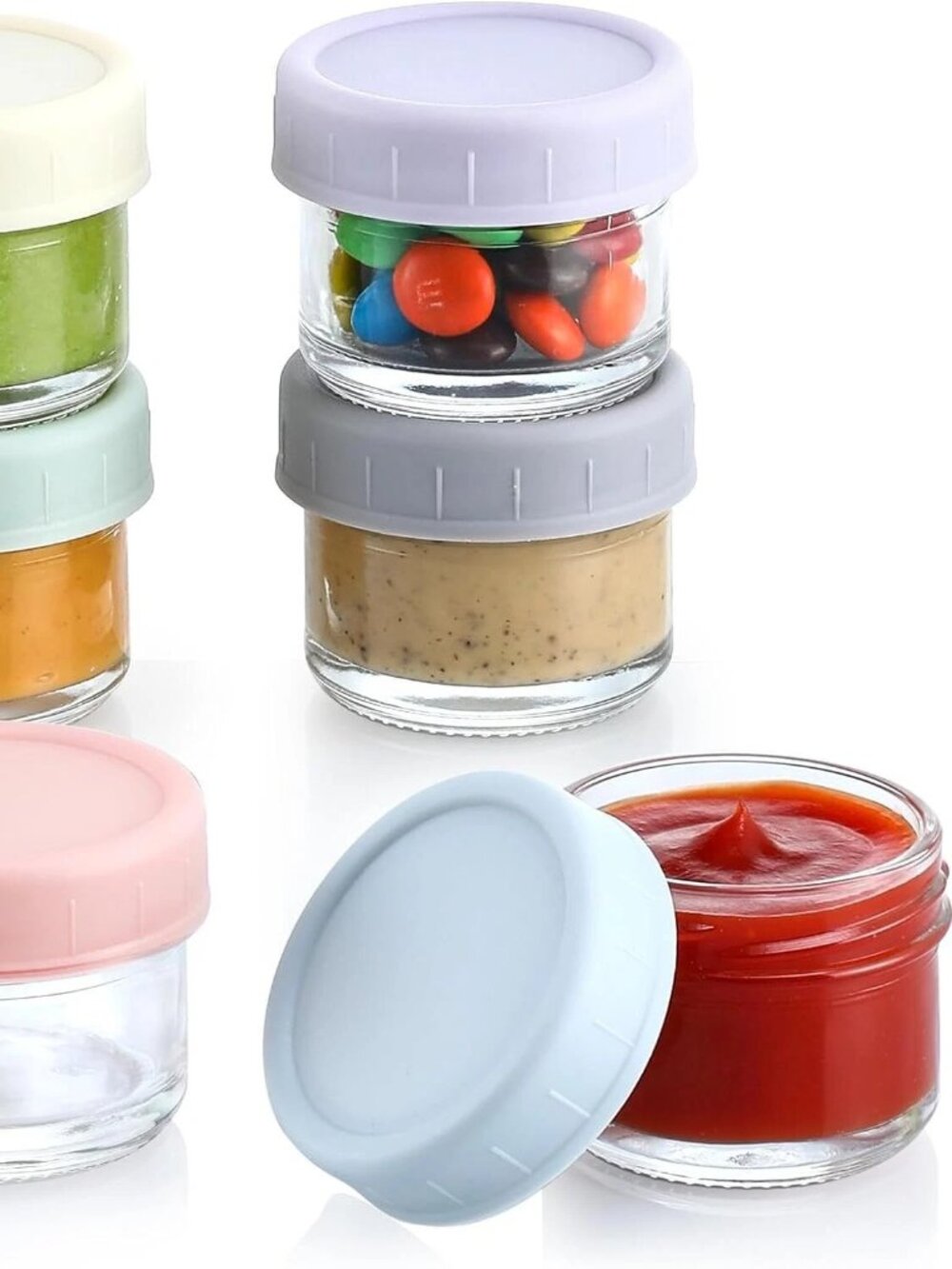 NIB VITEVER Glass Salad Dressing To-Go Containers with Lids, 1.7 oz small jars
